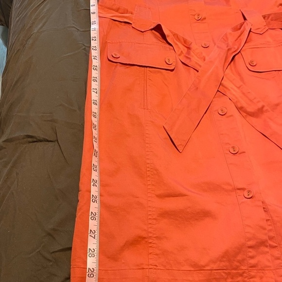 Talbots Cotton Dress Button Front Sleeveless Size 10 Belted Stretch Orange - Picture 10 of 10